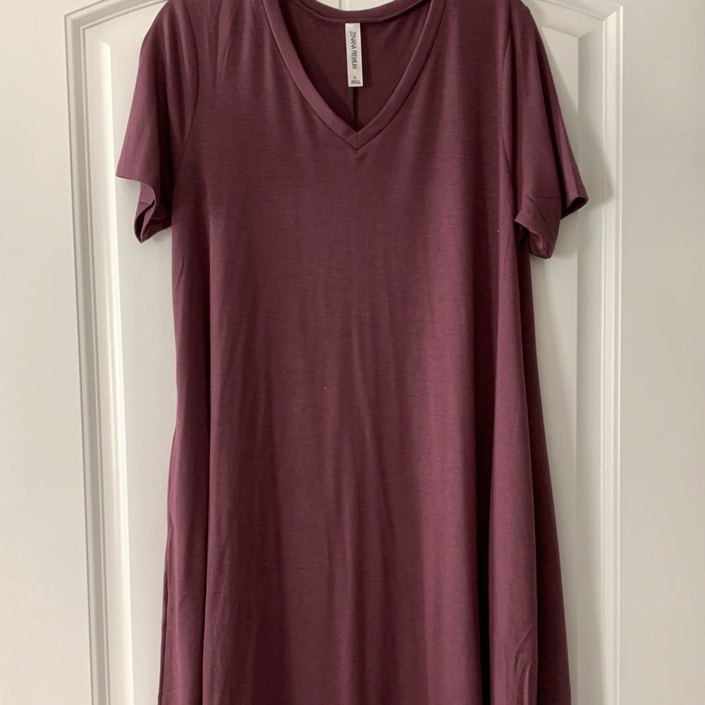 Zenana V Neck T-Shirt Dress with Pockets New!